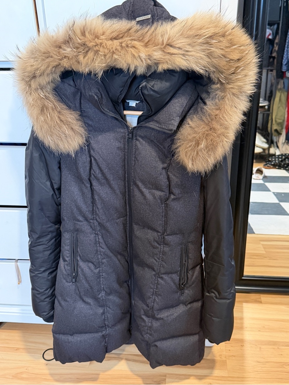 Soia & kyo Navy Down Parka with real Fur Trim